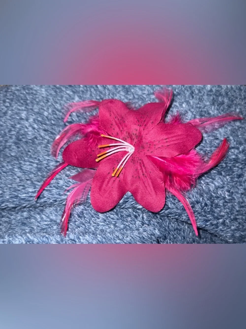 Pink Floral Feather Hair Clip - Women Accessories